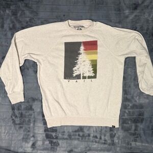 Techstyles Vail Colorado Pine Tree Graphic Sweatshirt Heather Oatmeal Mens LG